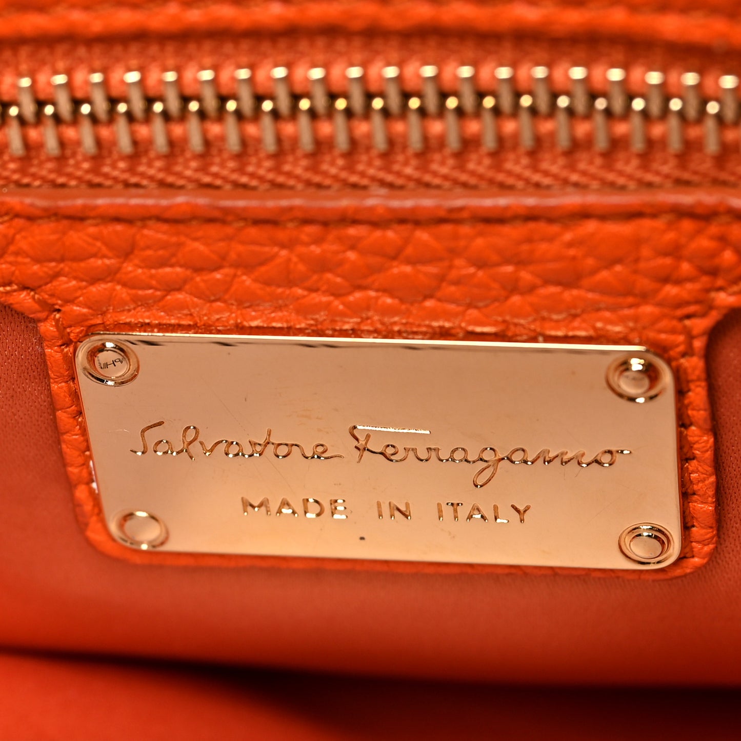 Pebbled Calfskin Fiamma Bag Orange