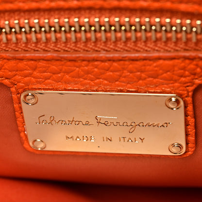 Salvatore Ferragamo Pebbled Calfskin Fiamma Bag Orange 5 of 16