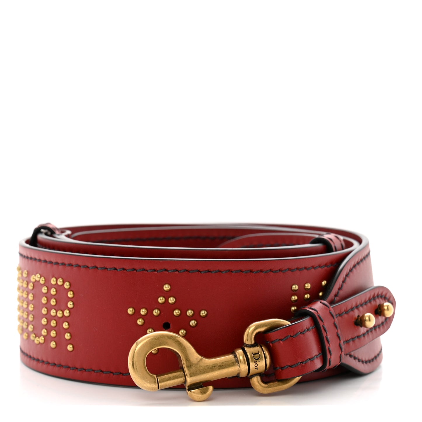 Calfskin Studded J'Adior Shoulder Strap Deep Red
