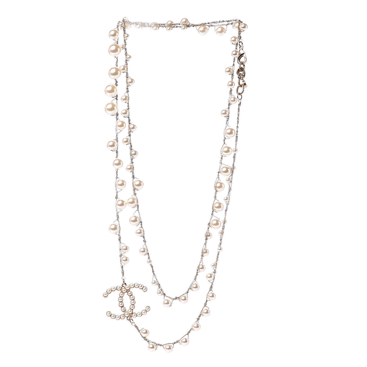 Pearl CC Long Necklace Gold