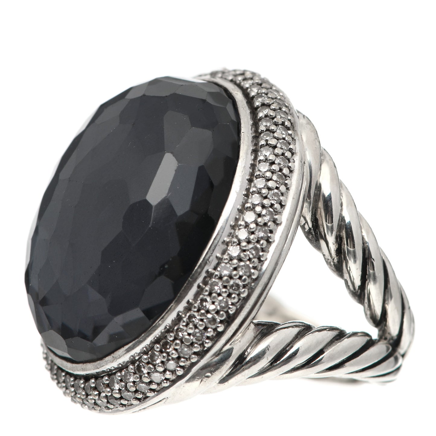 Sterling Silver Diamond Black Orchid 18mm Signature Oval Ring 54 7