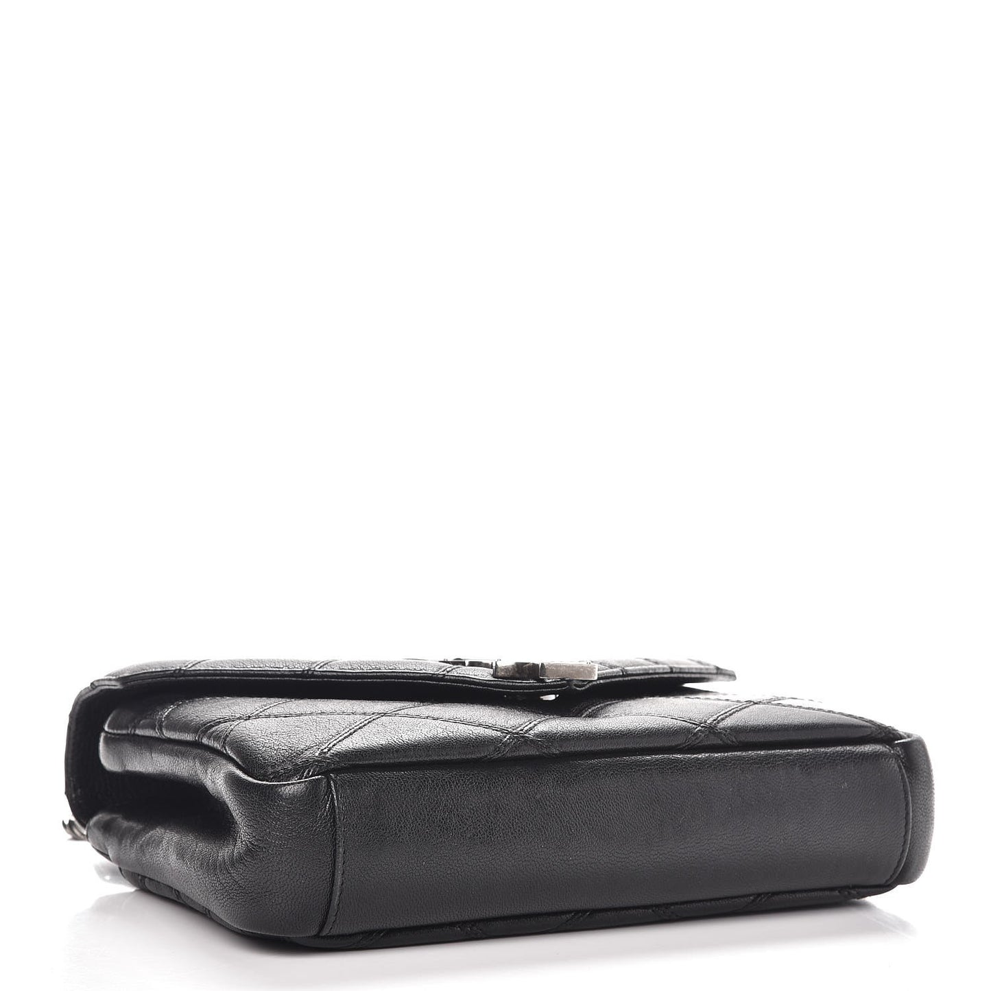 Calfskin Matelasse Diamond Quilted Monogram Medium College Bag Black