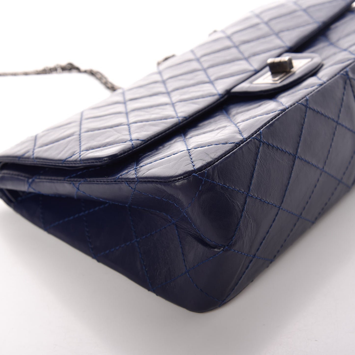 Aged Calfskin Quilted 2.55 Reissue 227 Flap Navy Blue