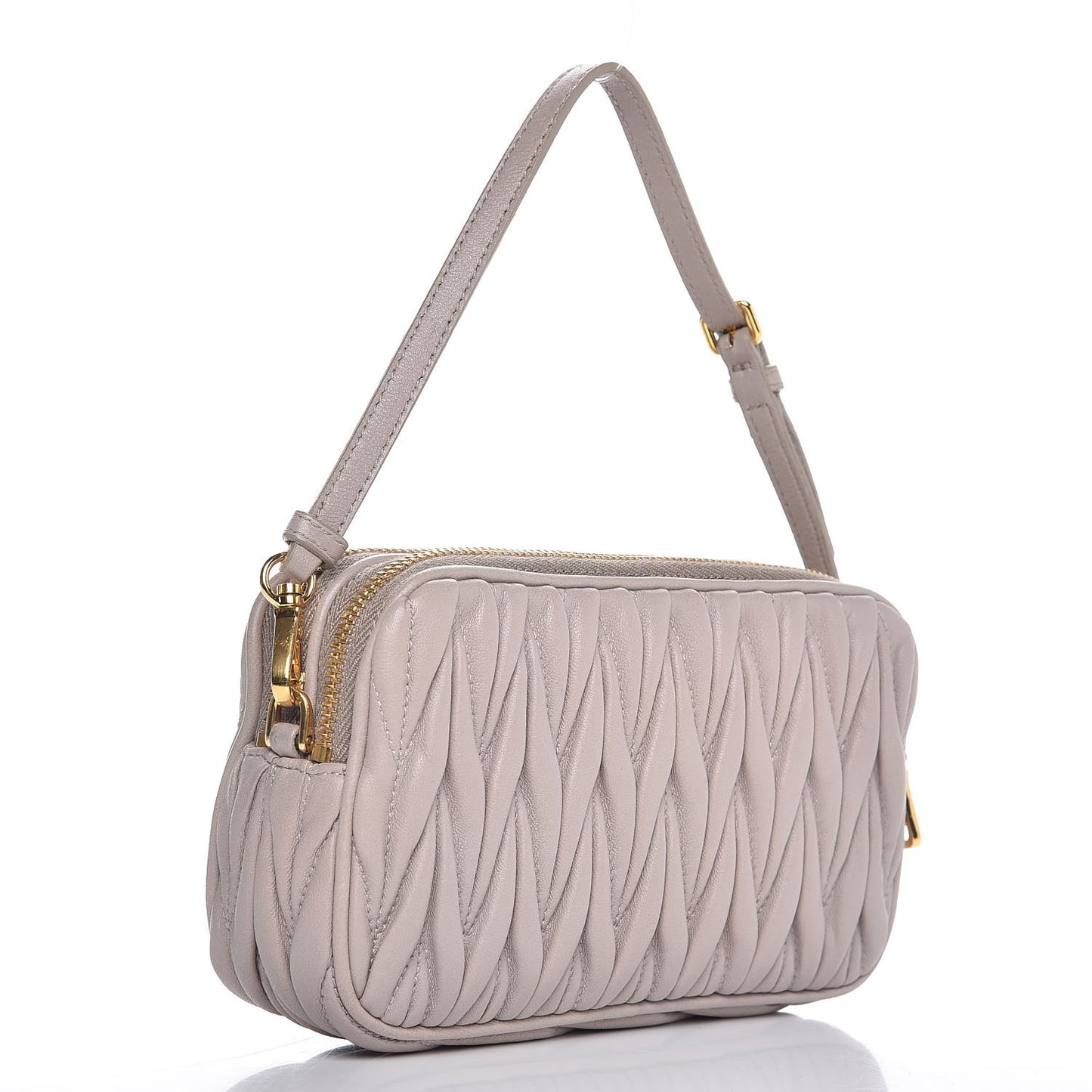 Nappa Matelasse Double Zip Pochette Clutch Pomice