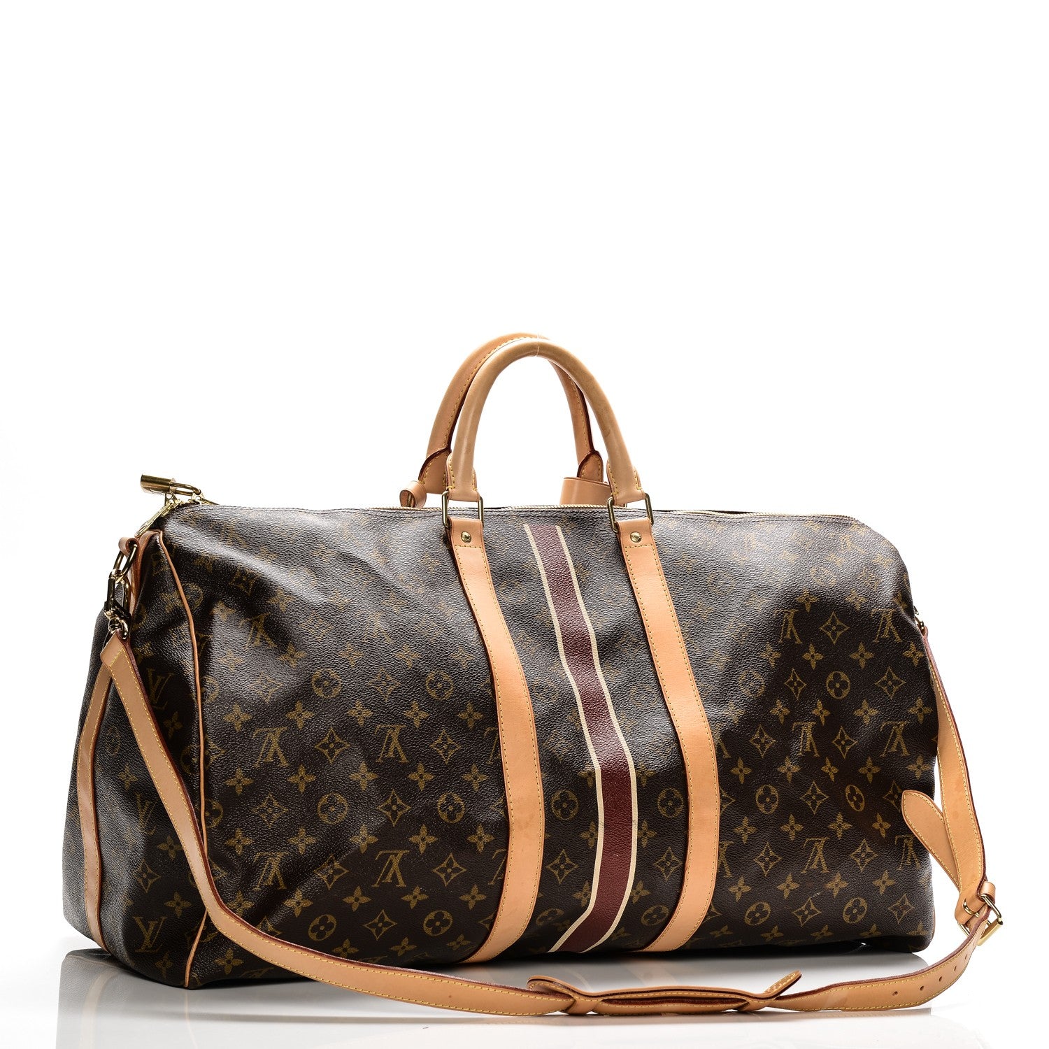Louis Vuitton Monogram My LV Heritage Keepall Bandouliere 55 Bordeaux Ivory 3 of 9