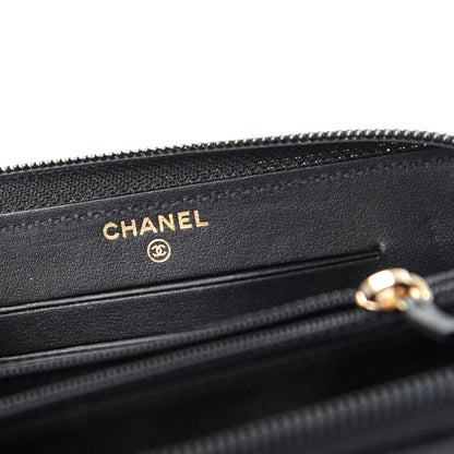 Chanel Caviar Quilted Small Boy Zip Around Wallet Black 6 of 8