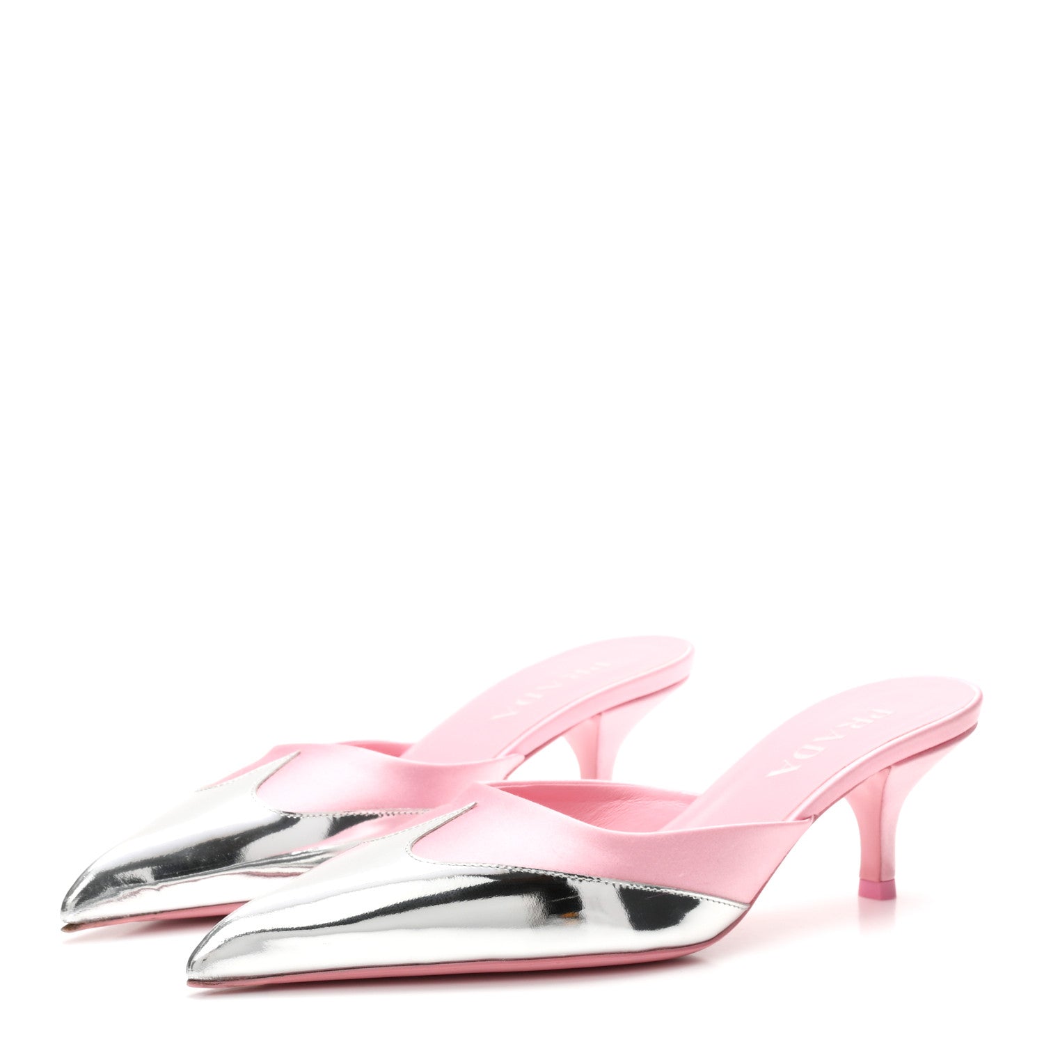 Prada Satin Metallic Pumps 38 Pink 4 of 9