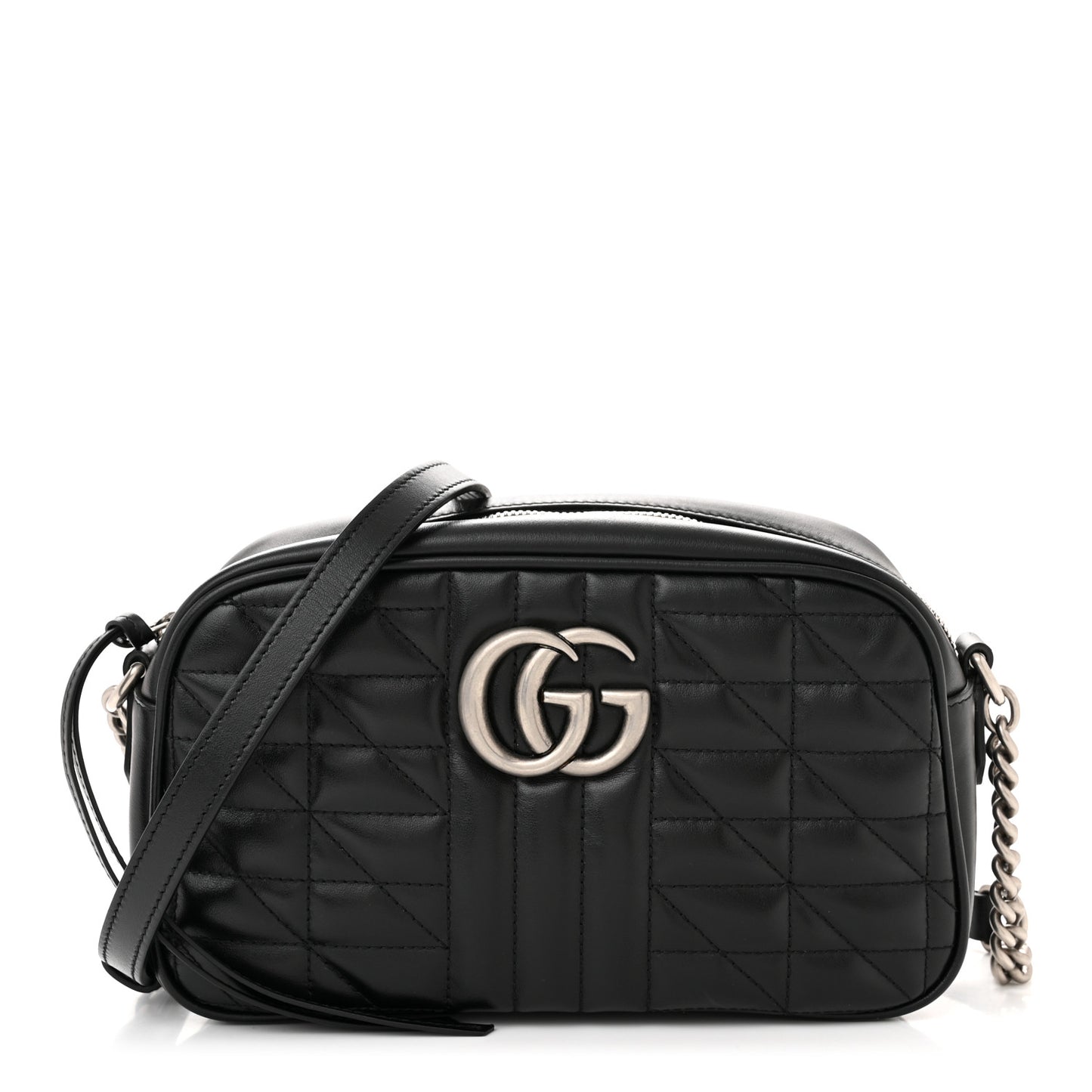 Calfskin Matelasse Aria Small GG Marmont Chain Shoulder Bag Black