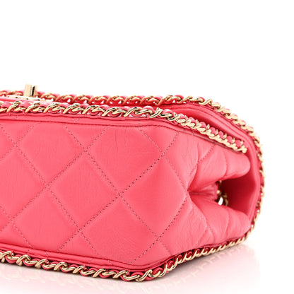 Chanel Crumpled Calfskin Quilted Medium Chain All Over Flap Pink 10 of 10