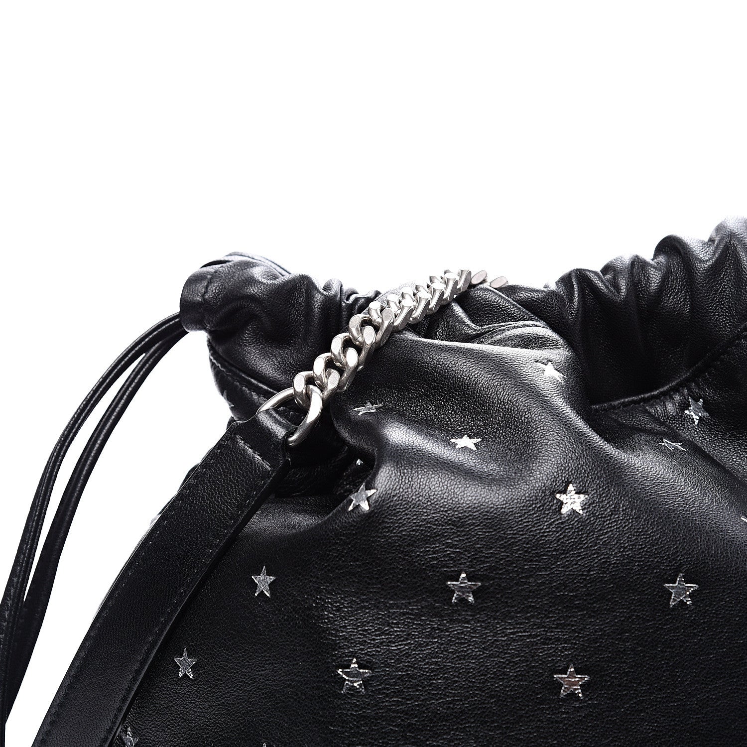 Saint Laurent Lambskin Star Printed Teddy Drawstring Bag Black 12 of 12