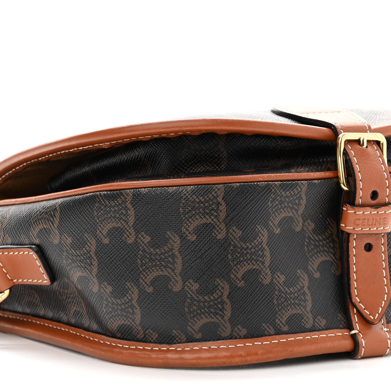 Celine Triomphe Canvas Medium Folco Bag Tan 8 of 10