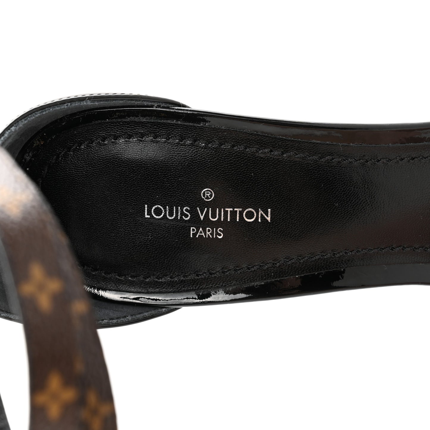 Patent Monogram Call Back Sandals 38.5 Black