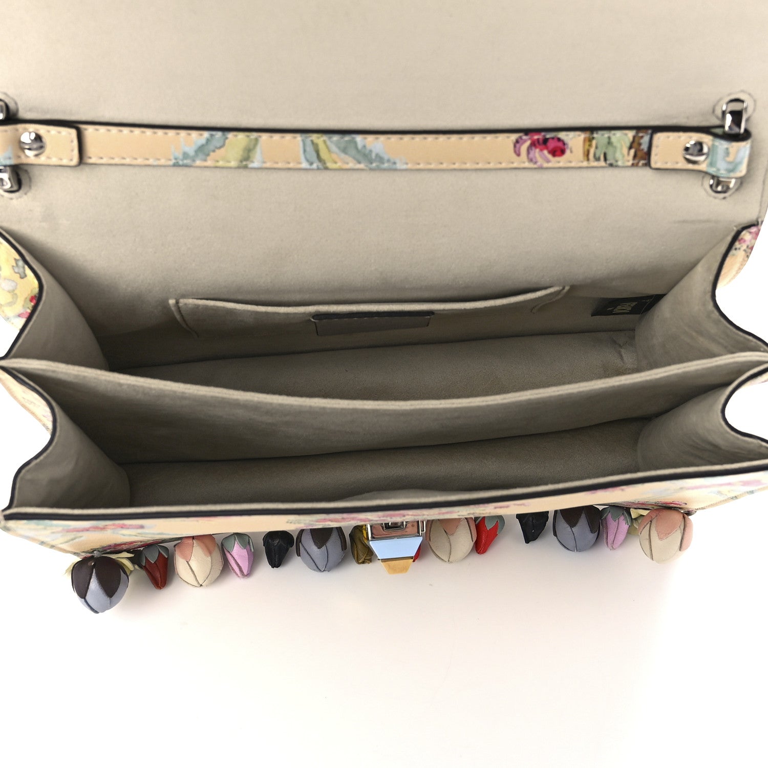 Fendi Vitello Marie Antoinette Print Rosebud Kan I Shoulder Bag Panna Multicolor 5 of 11