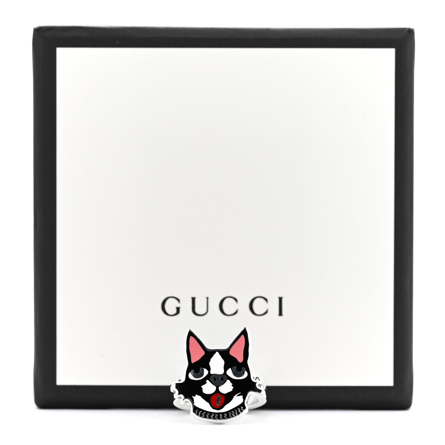 Gucci Sterling Silver Enamel Bosco Ring 52 6 8 of 8