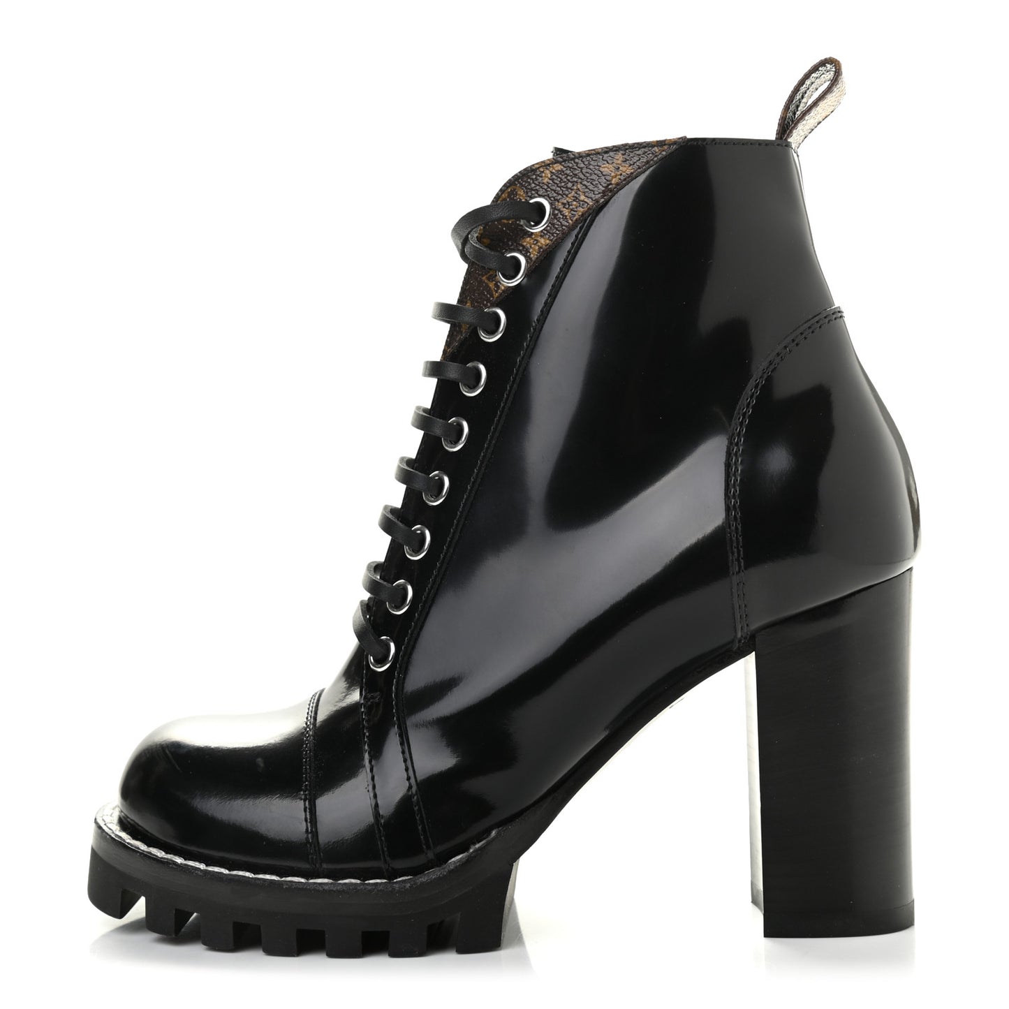 Patent Calfskin Monogram Star Trail Ankle Boots 37.5 Black