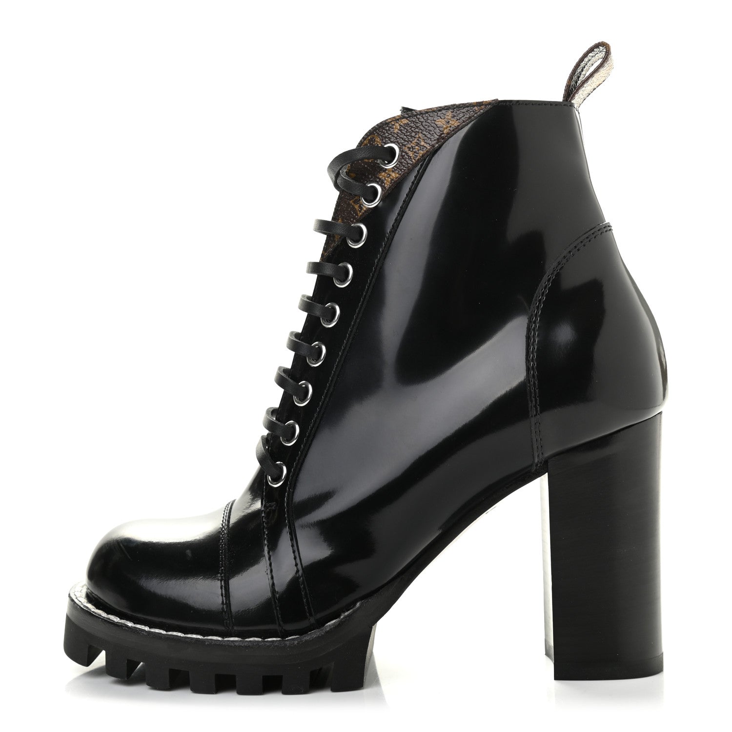 Louis Vuitton Patent Calfskin Monogram Star Trail Ankle Boots 37.5 Black 1 of 7
