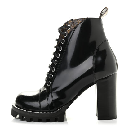 Louis Vuitton Patent Calfskin Monogram Star Trail Ankle Boots 37.5 Black 1 of 7
