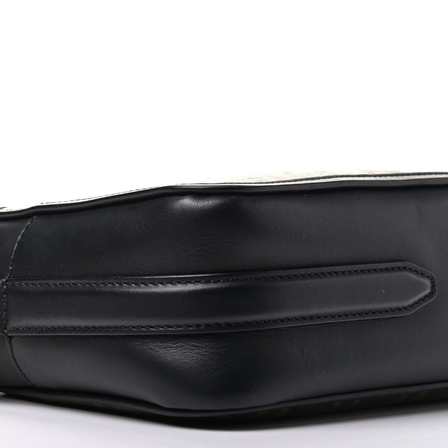 Fendi Glazed Fabric Vitello Century FF 1974 Stamp Patch Camera Case Mogano Panna Black 13 of 16