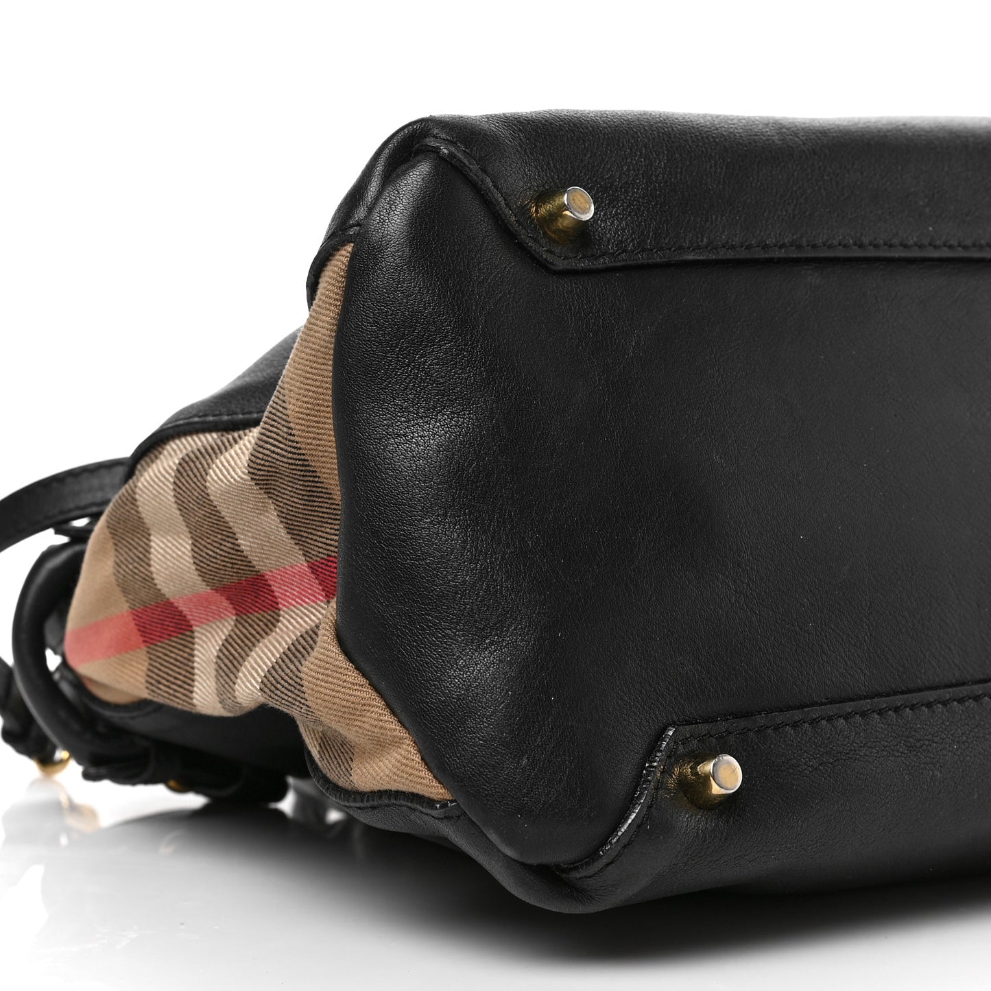 Derby Calfskin House Check Medium Banner Tote Black