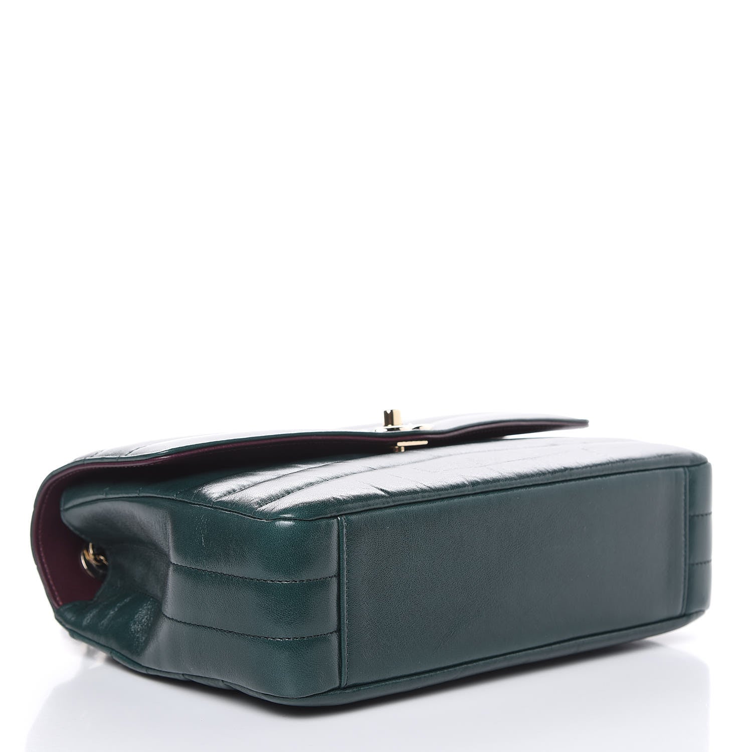 Chanel Shiny Lambskin Quilted Chevron Miroir Dark Green 4 of 14