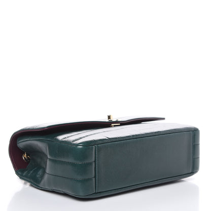 Chanel Shiny Lambskin Quilted Chevron Miroir Dark Green 4 of 14