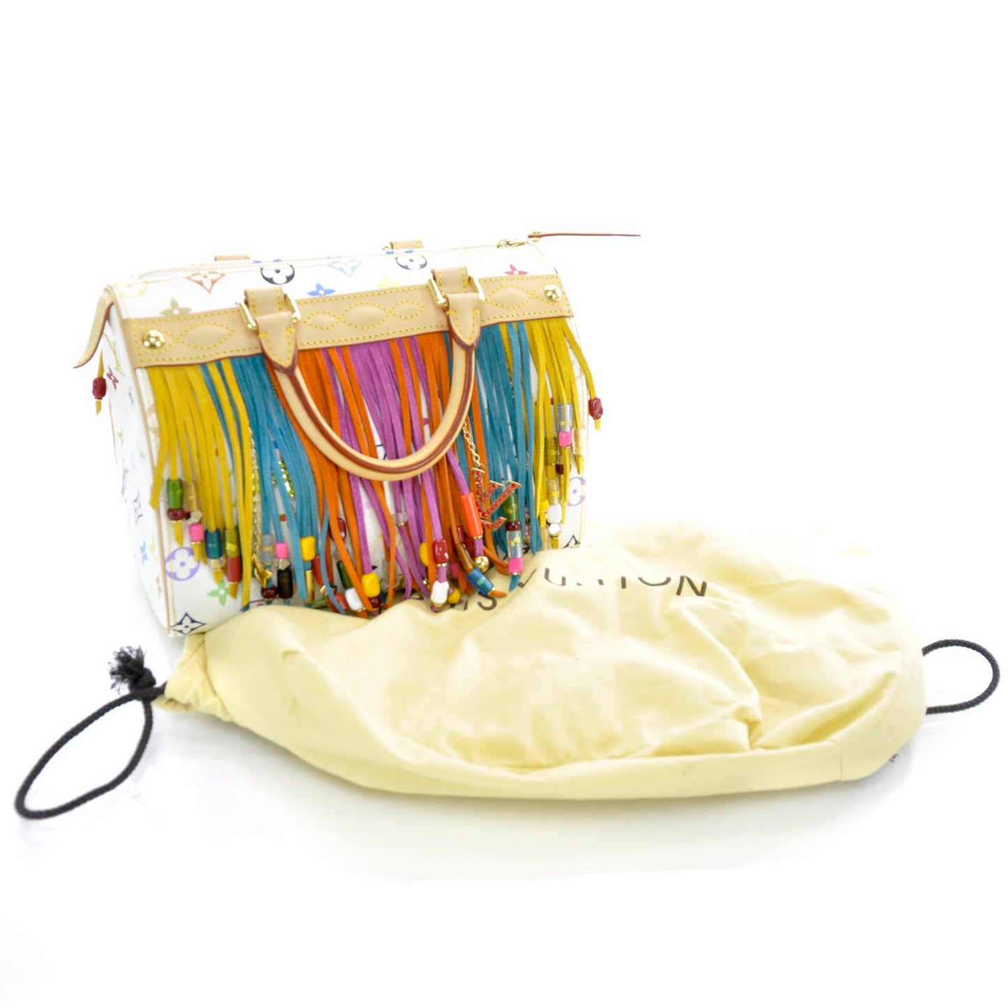 Monogram Multicolor Fringe Speedy 25 White