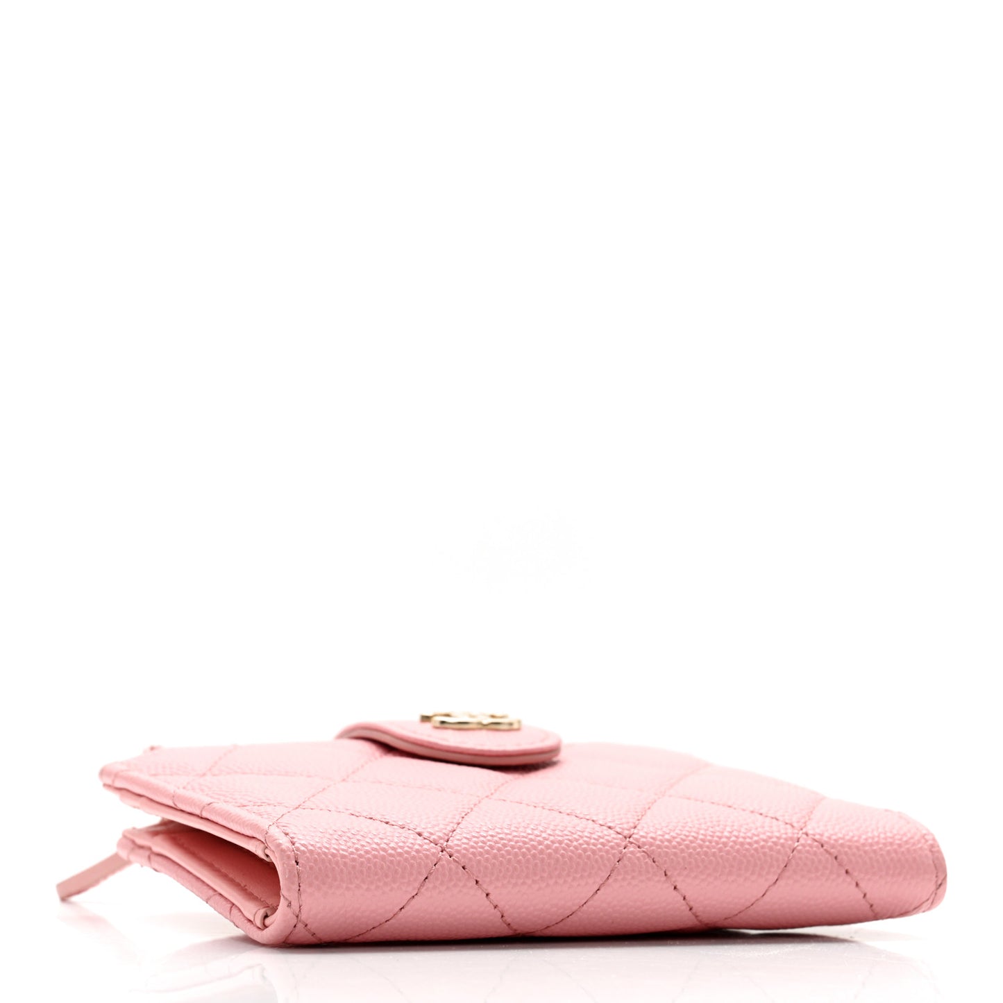 Caviar Quilted Compact Zipped Pocket Wallet Pink