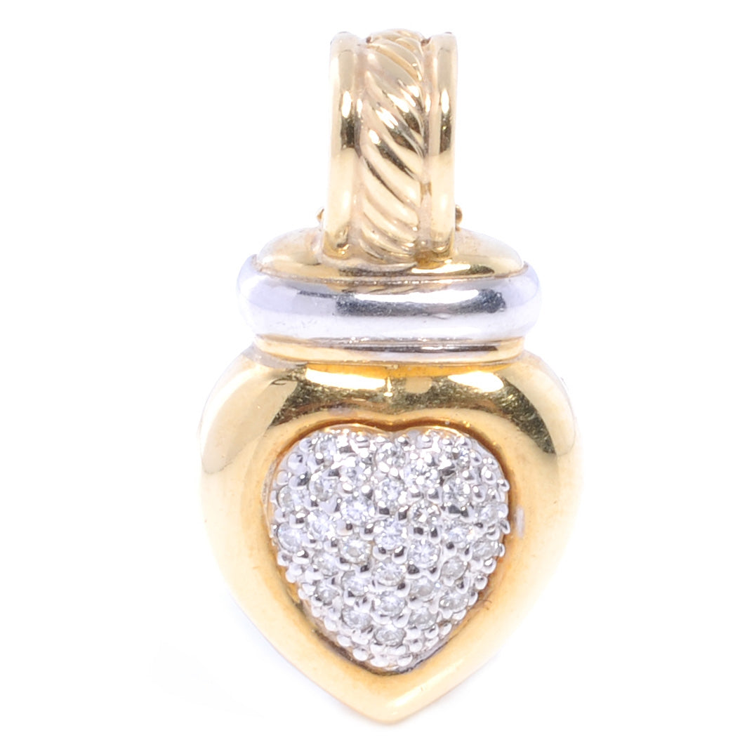 18k White Yellow Gold Diamond Heart Enhancer Pendant