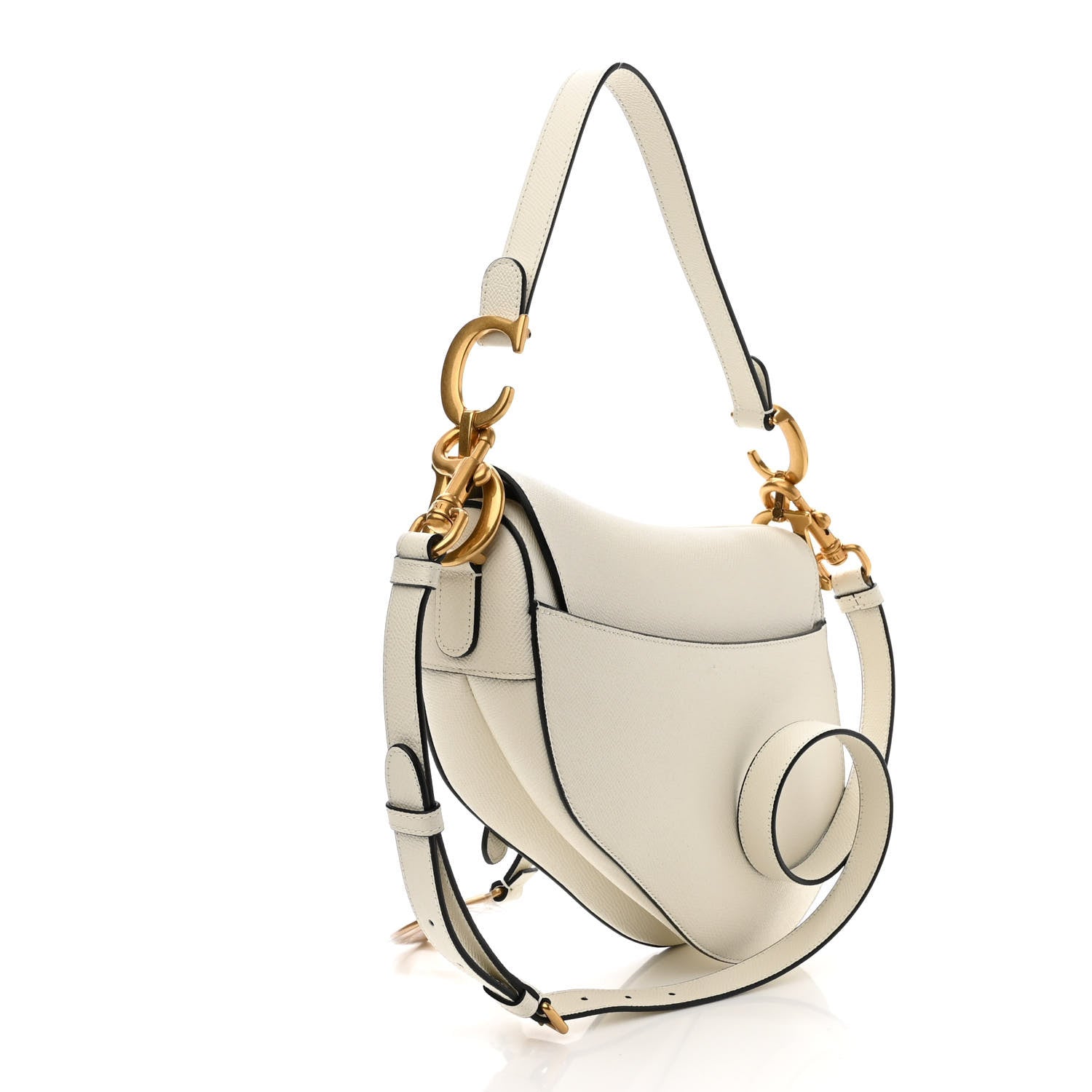 Christian Dior Grained Calfskin Saddle Bag With Strap Latte 3 of 10
