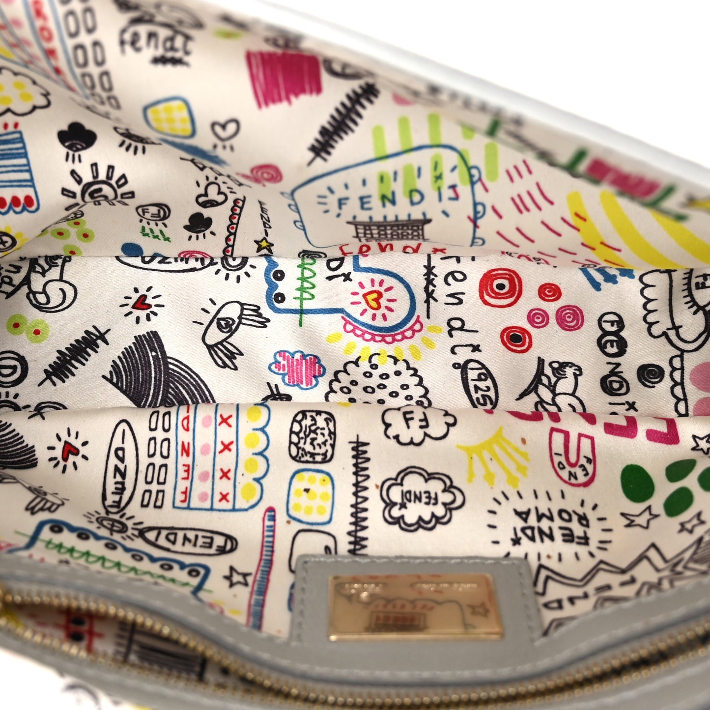 Nappa Logo Embossed Baguette Silver