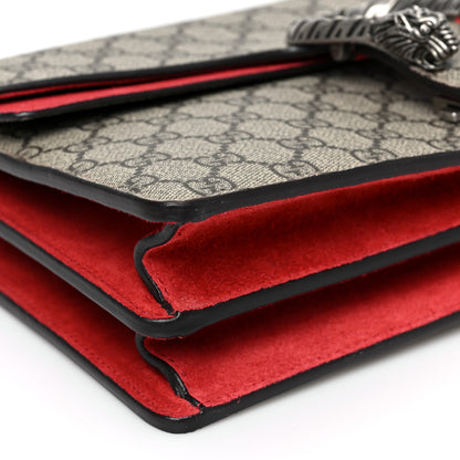 Gucci GG Supreme Monogram Suede Small Dionysus Shoulder Bag Beige Ebony Vulcanic Red 8 of 10