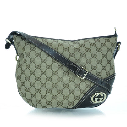 Gucci Monogram Medium New Britt Half Moon Hobo Ebony 1 of 10