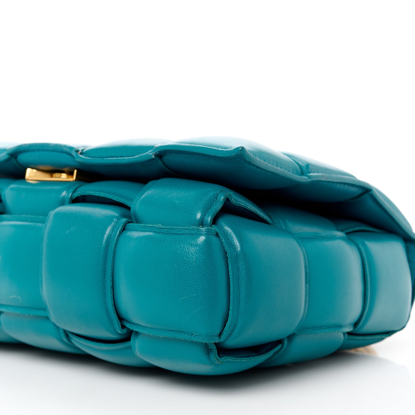 Lambskin Maxi Intreccio Padded Chain Cassette Crossbody Bag Mallard