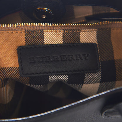 Burberry Calfskin House Check Small Banner Tote Black 6 of 17