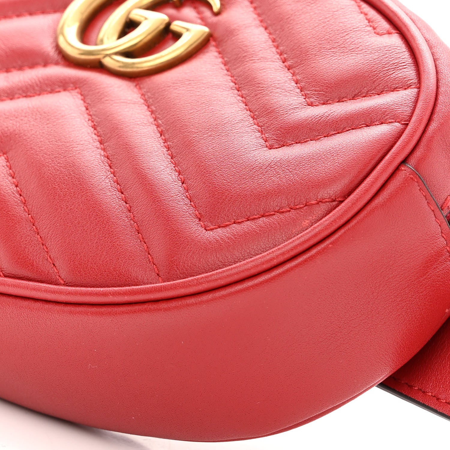 Gucci Calfskin Matelasse GG Marmont Belt Bag 85 34 Hibiscus Red 9 of 9