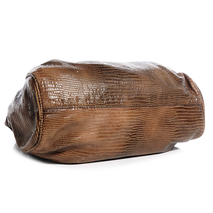 Jimmy Choo Lizard Embossed Medium Riki Brown 4 of 8