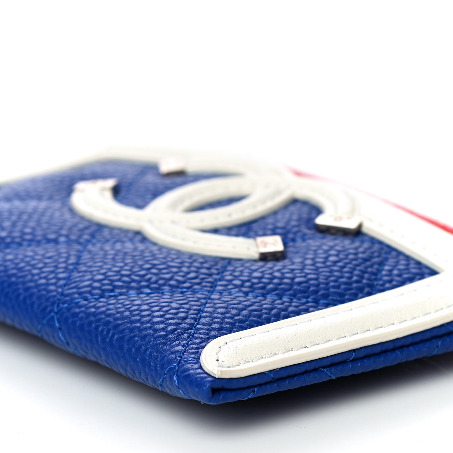 Caviar Quilted Filigree Card Holder Blue White Red