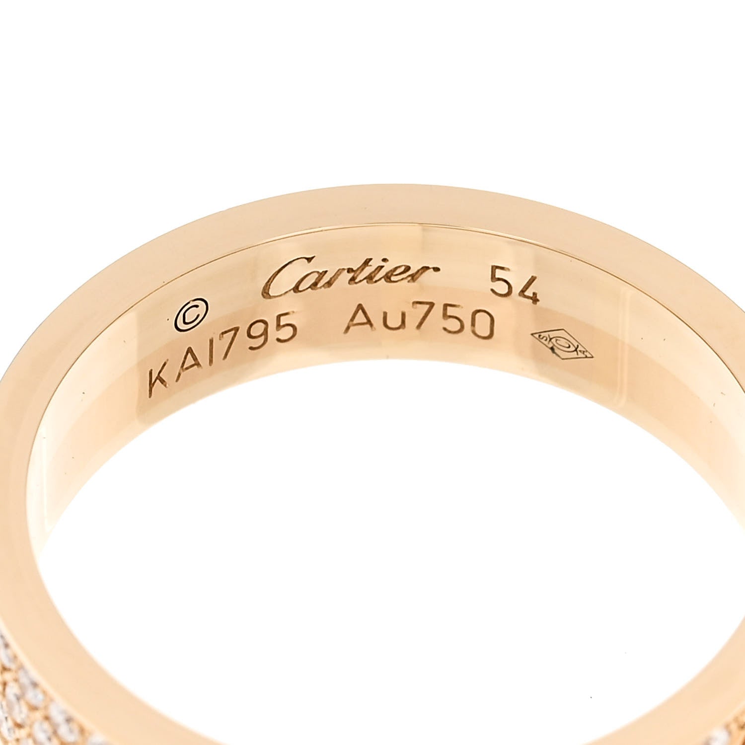 Cartier 18K Yellow Gold Diamond 5mm LOVE Wedding Paved Band Ring 54 7 4 of 5