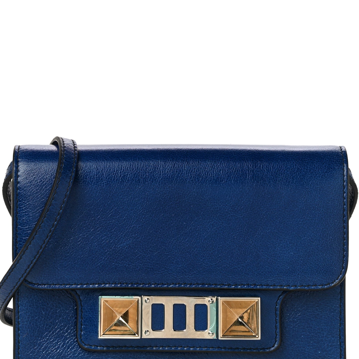 Calfskin PS11 Wallet With Strap Sapphire
