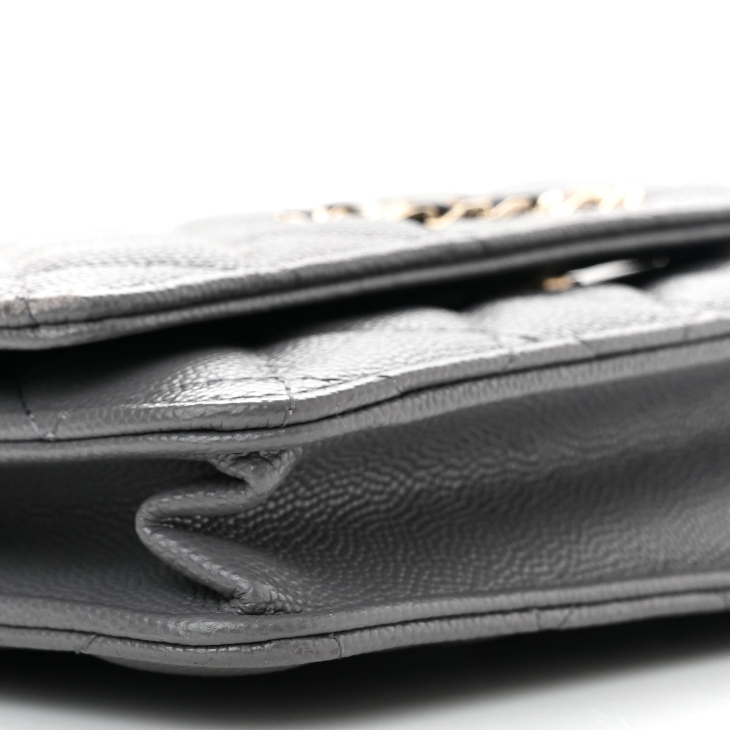Caviar Quilted French New Wave Chain CC Wallet On Chain WOC Grey