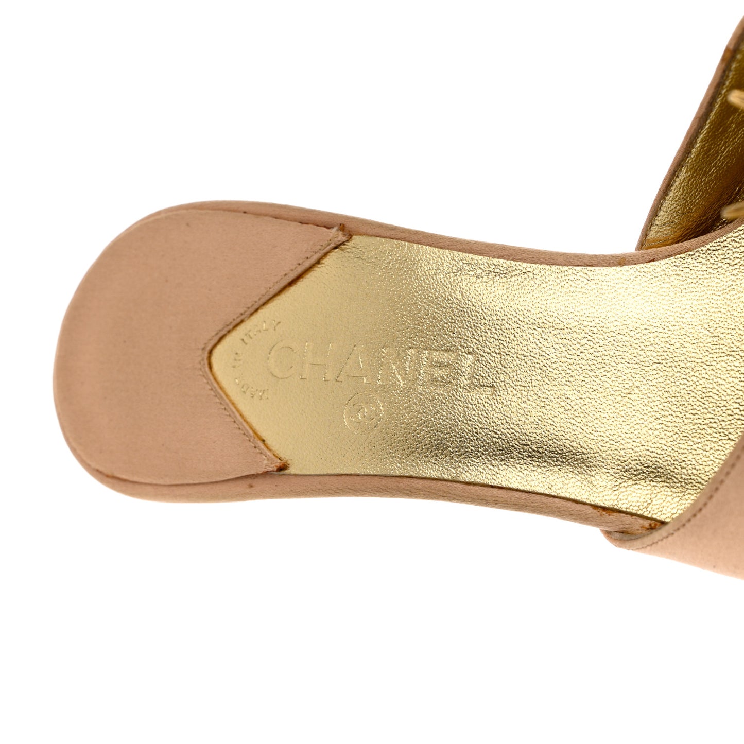 Satin Crystal Mules 35 Beige