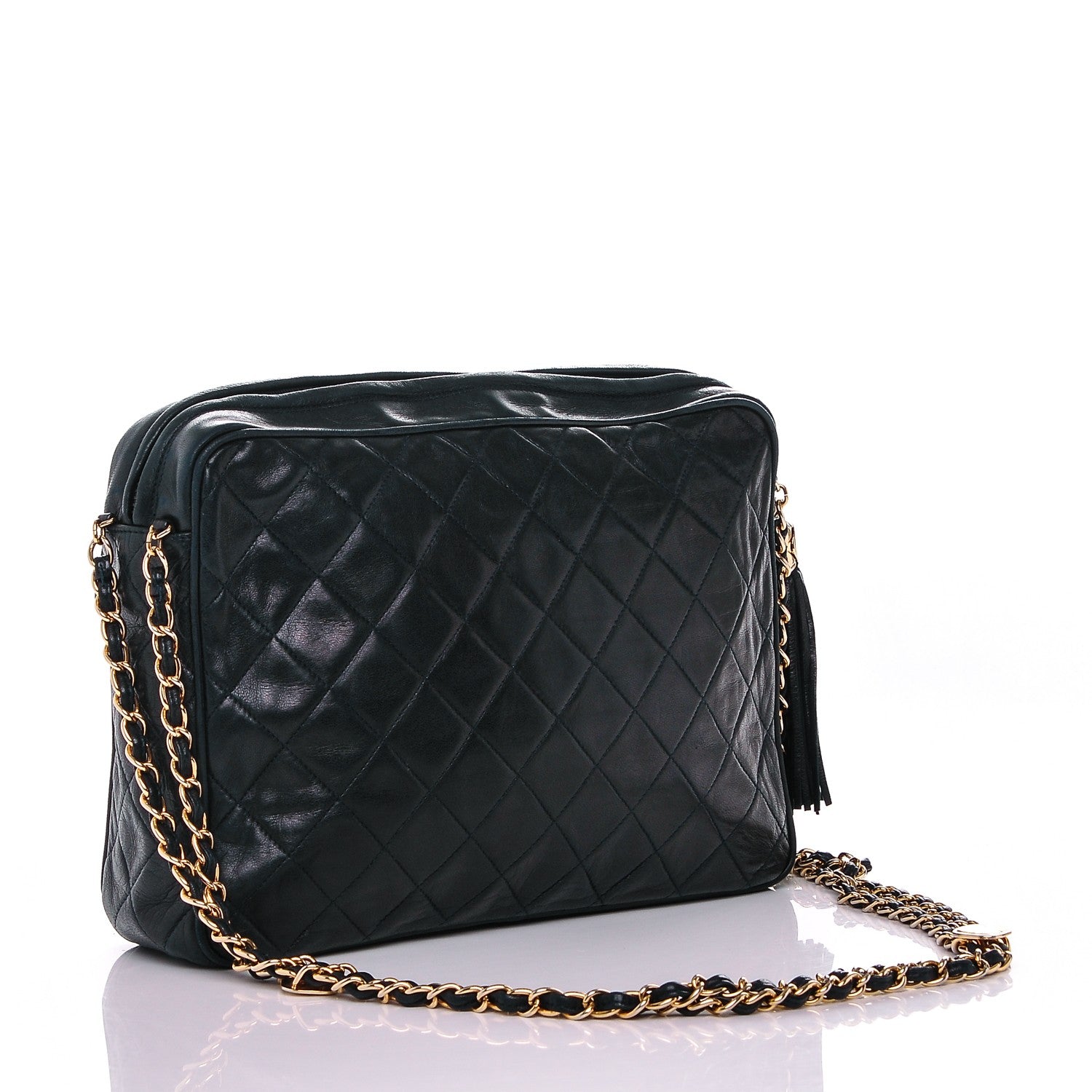 Chanel Lambskin Quilted Tassel Camera Case Navy 3 of 10