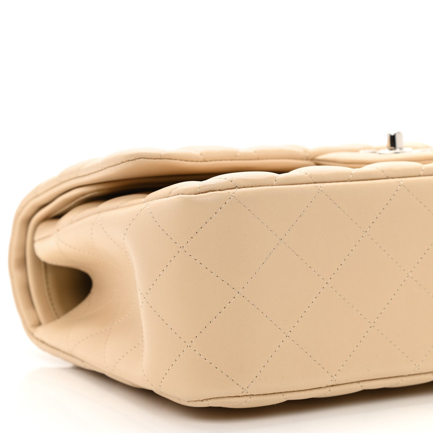 Lambskin Quilted Jumbo Double Flap Beige