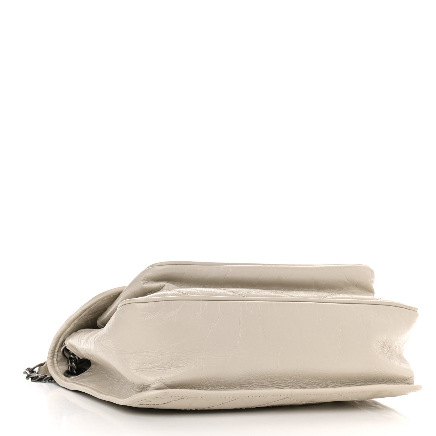Crinkled Calfskin Matelasse Monogram Medium Niki Chain Satchel Ivory