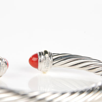 David Yurman Sterling Silver 14K Yellow Gold Carnelian 7mm Cable Classics Bracelet 4 of 6
