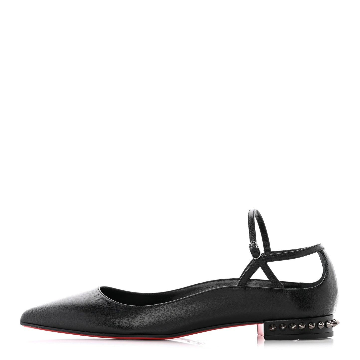 Calfskin Conclusive Ankle Strap Flats 38 Black