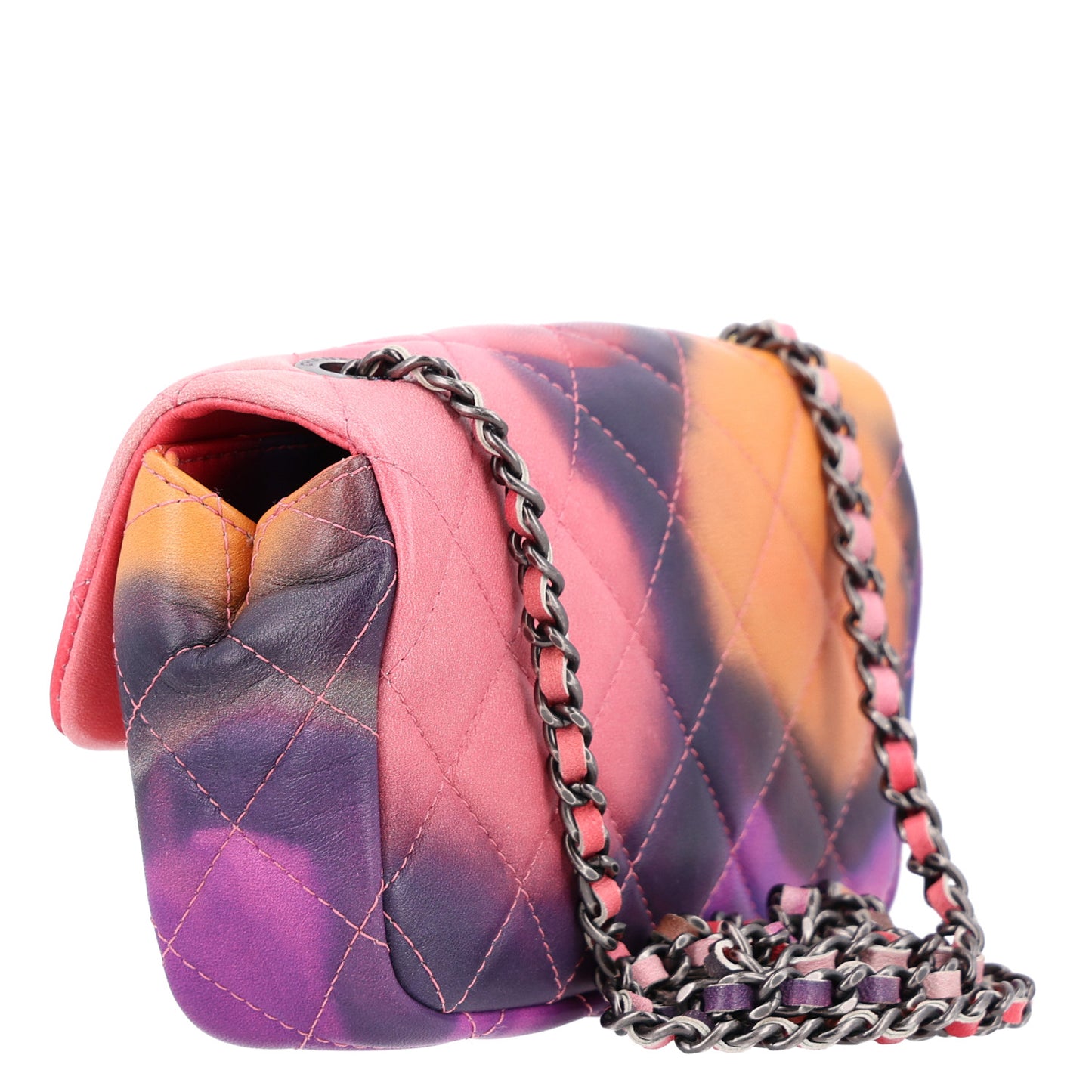Lambskin Quilted Extra Mini Flower Power Flap Multicolor