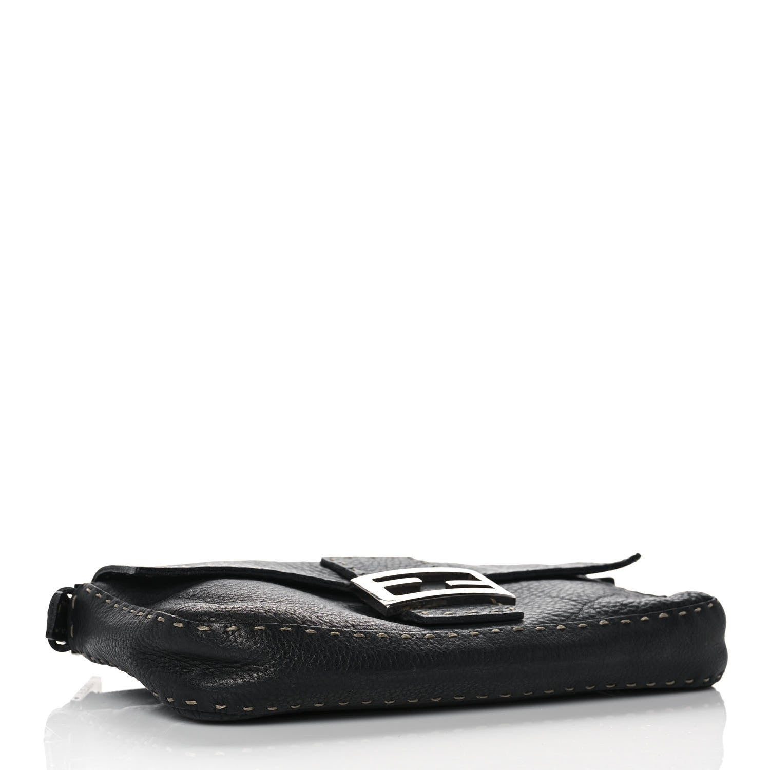 Fendi Calfskin Romano Selleria Baguette Black 4 of 11