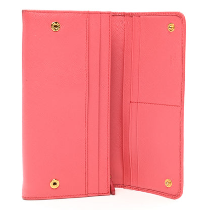 Prada Saffiano Metal Continental Flap Wallet Peonia 6 of 15