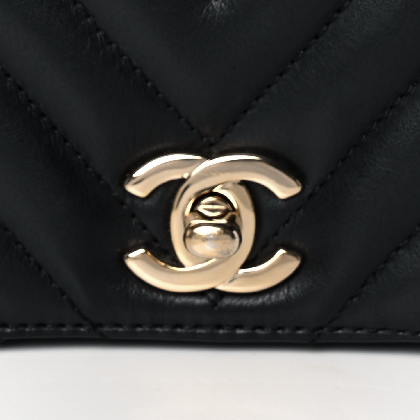 Calfskin Chevron Quilted Medium Statement Flap Black